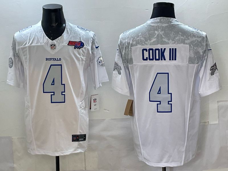 Men 2025 Buffalo Bills #4 Cook iii white 5th generation Throwback Nike Limited NFL Jersey style 011->buffalo bills->NFL Jersey